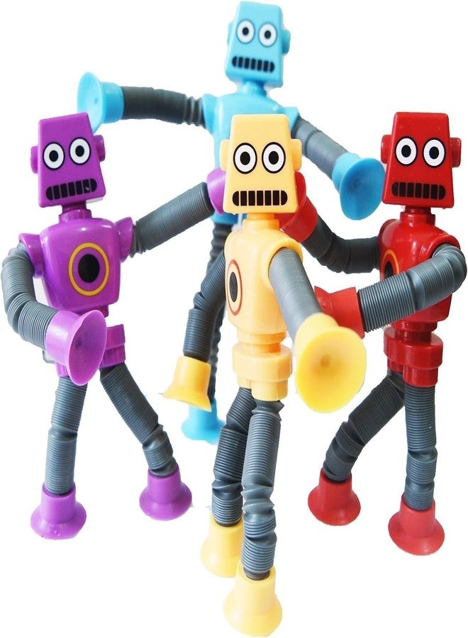 SANTALON Bendable Robot Figures, Flexible Robot, Telescopic Suction Cup Robot Toy, Pop Tubes, Fidget Tubes Sensory Toys for Girls Boys (Multicolor) (4 Pieces) - Image 4